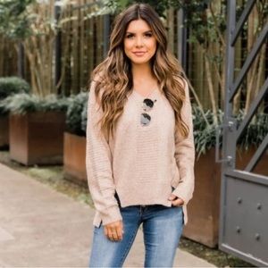 Pink Lily Toupe Sweater